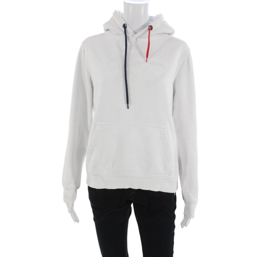 Rossignol Unisex Pullover Hoodie White Cotton Blend Bird Drawstring Size M
